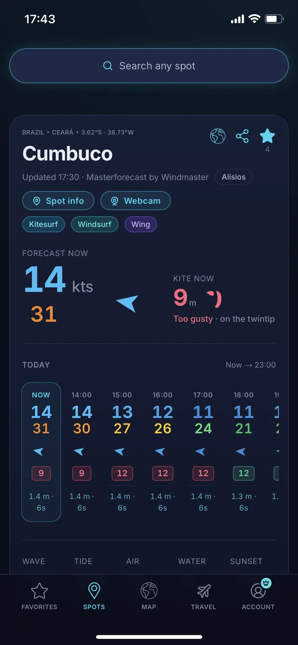 Windmaster, a wind and wave forecast app
