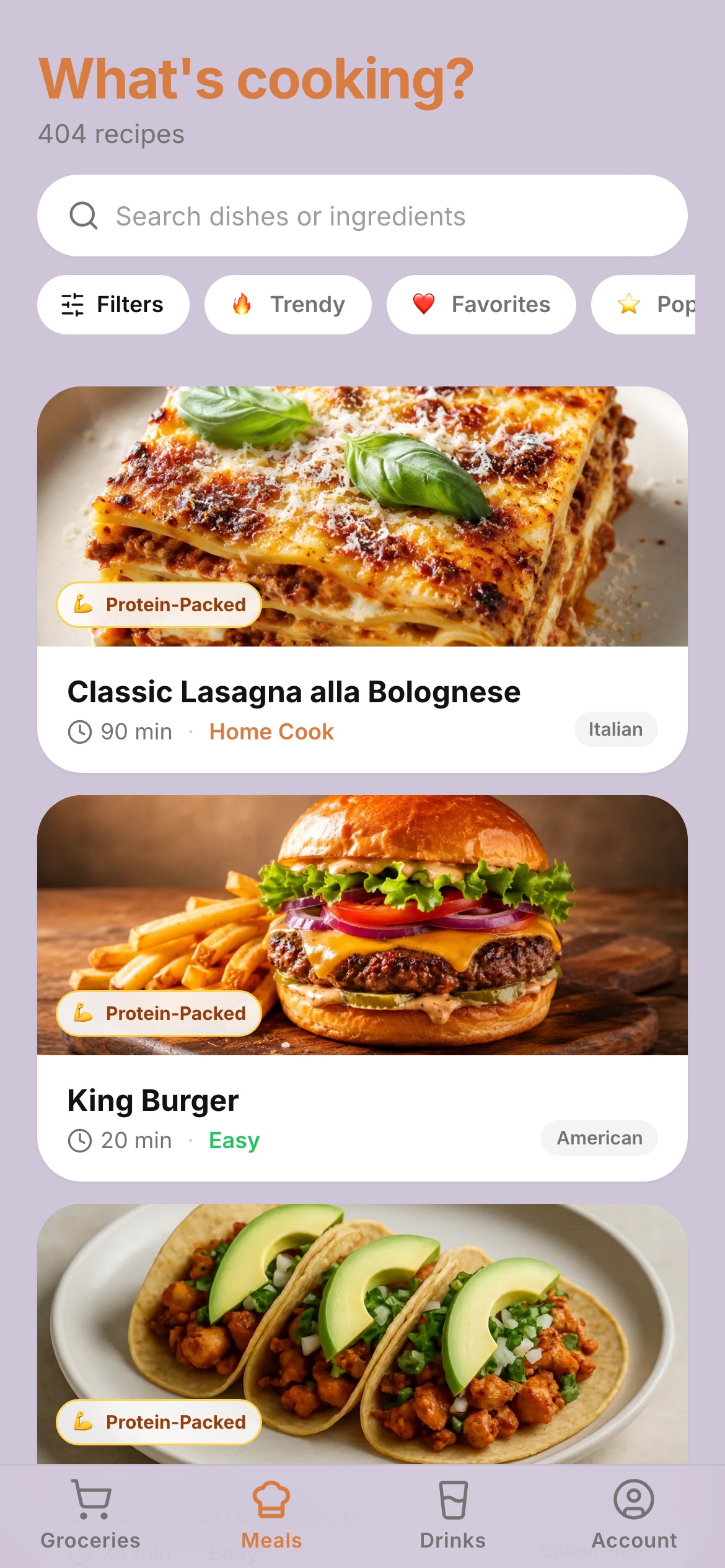 Yummy, a recipe and grocery list app